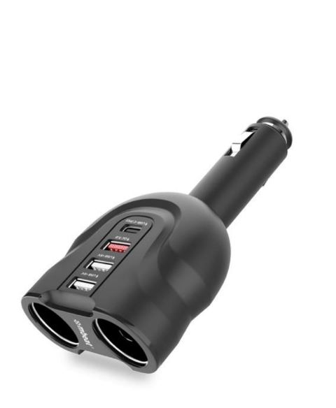 mbeat® Gorilla Power Four Port USB-C PD & QC3.0 Car Charger with Cigar Lighter Splitter