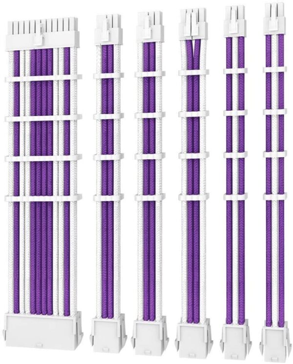 Antec PSU -  Sleeved Extension Cable Kit V2 - Purple / White. 24PIN ATX