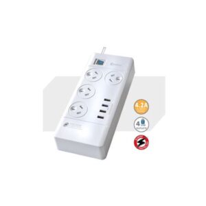 Sansai 4 Outlets & 4 USB Outlets Surge Protected Powerboard Master On/Off switch
