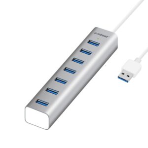 mbeat® 7-Port USB 3.0 Powered Hub - USB 2.0/1.1/Aluminium Slim Design Hub with Fast Data Speeds (5Gbps) Power Delivery for PC and MAC devices