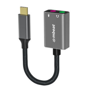 mbeat Elite USB-C to 3.5mm Audio and Microphone Adapter -  Adds Headphone Audio and Microphone Jack to USB-C Computer