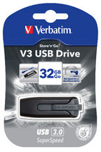 Verbatim 32GB V3 USB3.0 Grey Store'n'Go V3; Retractable USB Storage Drive Memory Stick