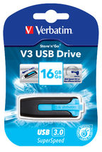 Verbatim 16GB V3 USB3.0 Blue Store'n'Go V3; Rectractable USB Storage Drive Memor