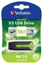 Verbatim 16GB V3 USB3.0 Green Store'n'Go V3; Rectractable USB Storage Drive Memo