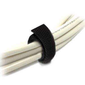 8Ware 25m x 12mm Wide Cable Tie Hook & Loop Continuous One Sided Self Adhesive Fastener Sticky Tape Roll Black