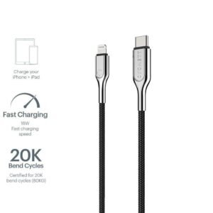 Cygnett Armoured Lightning to USB-C Cable (1M) - Black (CY2799PCCCL)