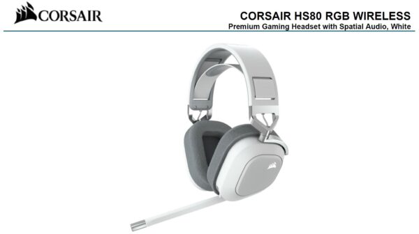 Corsair HS80 RGB Wireless White- Dolby Atoms