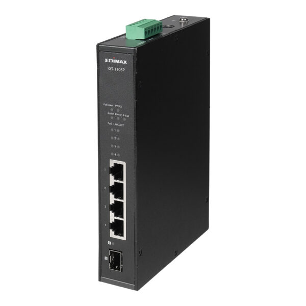 Edimax IGS-1105P Industrial 5-Port Gigabit Din-Rail Switch- 4 Gigabit PoE+ ports
