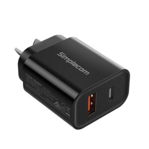 Simplecom CU220 Dual Port PD 20W Fast Wall Charger USB-C + USB-A for Phone Tablet