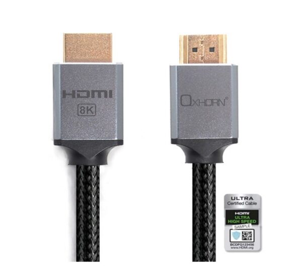 Oxhorn HDMI2.1a 8K@60Hz 3D Ultra Certified Ethernet Aluminum Header Cable 1m Mal