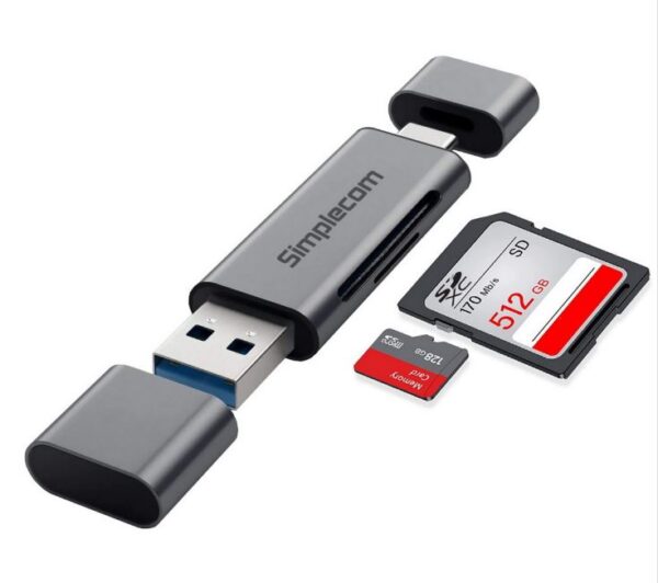 Simplecom CR402 SuperSpeed USB-C and USB-A SD/MicroSD Card Reader USB 3.2 Gen 1
