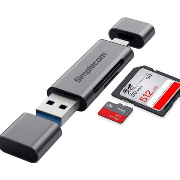 Simplecom CR402 SuperSpeed USB-C and USB-A SD/MicroSD Card Reader USB 3.2 Gen 1