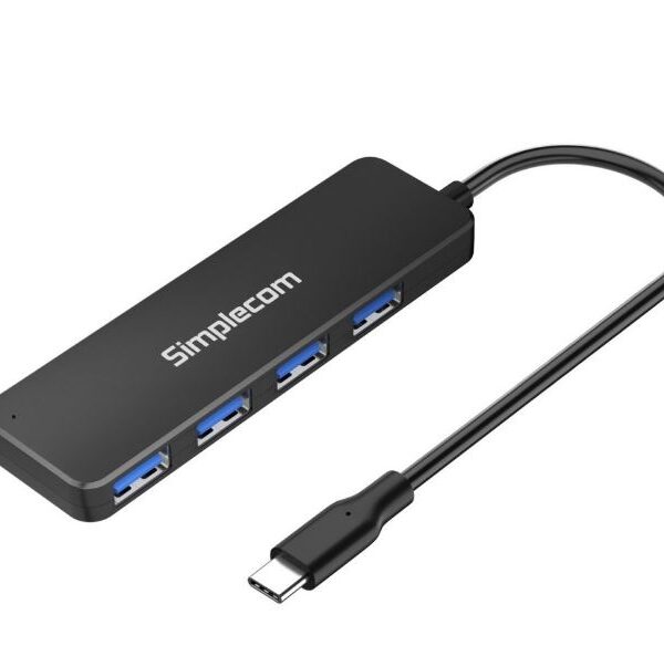 Simplecom CH340 Compact USB-C to 4 Port USB-A Hub USB 3.2 Gen1