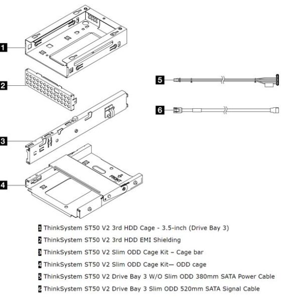 LENOVO ThinkSystem ST50 V2 3.5' Drive Bay 3 Cage + ODD Cage Kit