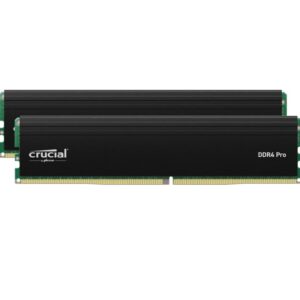 Crucial Pro 64GB (2x32GB) DDR4 UDIMM 3200MHz CL22 Black Heat Spreaders Support Intel XMP AMD Ryzen for Desktop PC Gaming Memory