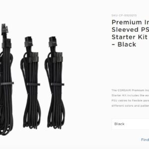 Corsair - Black Premium Individually Sleeved PSU Cables Starter Kit Type 4 Gen 4