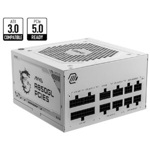 MSI MAG A850GL PCIE5 WHITE 850W Up to 90% (80 Plus Gold) ATX Power Supply Unit (