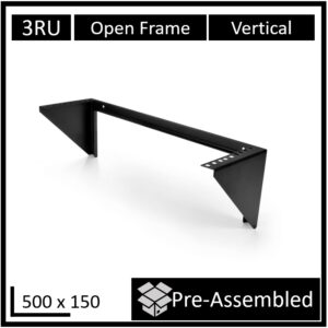 LDR Open Frame 3U Vertical Wall Mount Frame (500mm x 150mm) - Black Metal Constr