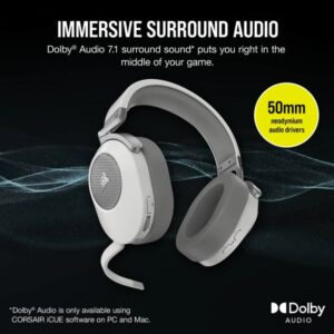 Corsai HS65 White 7.1 Dolby Wireless & BT Headset. All Day Comfort