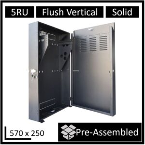 LDR Assembled 5U Flush Wall Mount Vertical Cabinet (570mm x 250mm) - Black Metal