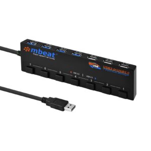 mbeat® 7-Port USB 3.0 & USB 2.0 Powered Hub Manager with Switches - 4x USB 3.0