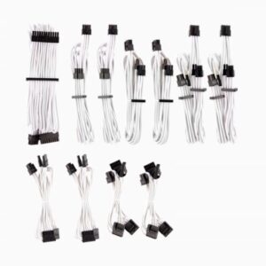 For Corsair PSU - WHITE Premium Individually Sleeved DC Cable Pro Kit