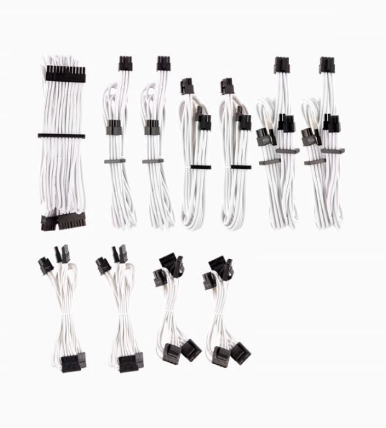 For Corsair PSU - WHITE Premium Individually Sleeved DC Cable Pro Kit