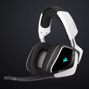 Corsair VOID Elite White USB Wireless Premium Gaming Headset with 7.1 Audio. Hea