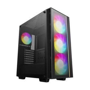 DeepCool MATREXX 55 V4 C Full Tempered Glass Side Panel ATX Case. Front top USB3