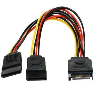 8Ware HDD SATA Power Splitter Y Cable Adapter 15cm 1x 15-pin to 2x 15-pin Male t