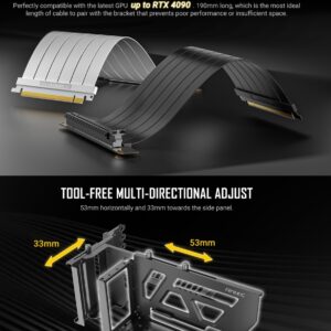 Antec Adjustable Vertical GPU Bracket and PCI-E 4.0 Riser Cable Kit (190mm) Whit