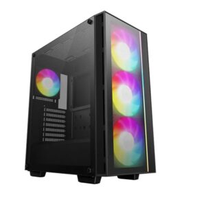 DeepCool MATREXX 55 V4 C Full Tempered Glass Side Panel ATX Case. Front top USB3