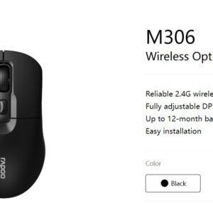 RAPOO M306 2.4 Wireless Optical Mice with Side FWD and Back Buttons. 12 Months L