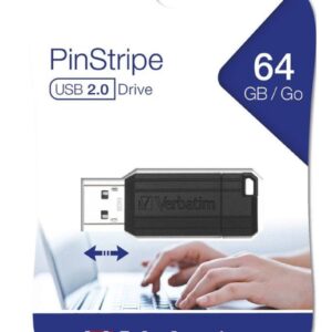 Verbatim Store'n'Go Pinstripe USB Drive 64GB (Black) 2 Years Limited Warranty