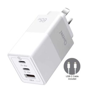 Oxhorn 65W GaN Type C fast Charger 3 Port 2xUSB-C 1xUSB-A PD3.0 QC4.0 PPS AUS Ap