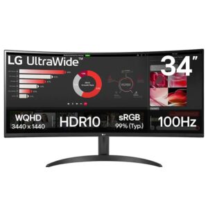 LG 34WR50QK-B QHD UltraWide Curved Monitor