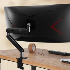 AOC AM406G Gray Desk-mount monitor arm with aluminum Alloy Structure. Mechanical