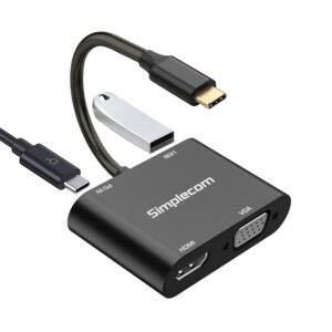 Simplecom DA440 4-in-1 USB-C Multiport Adapter with Power Delivery USB 3.0 VGA H