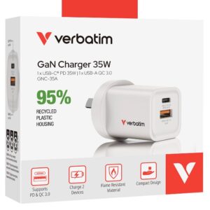 Verbatim 2 Port 35 Watt Portable GaN charger