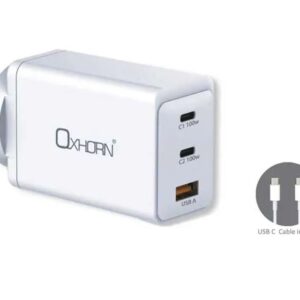 Oxhorn Charger Accessories AC 100W GaN Type C fast Charger 3 Ports 2xUSB-C 1xUSB