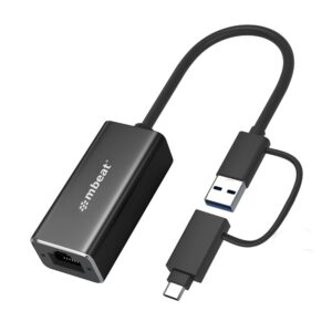 mbeat 2-in-1 USB 3.1 Gigabit LAN Adapter with USB-C Converter/ USB 3.1/ RJ45/ Tr